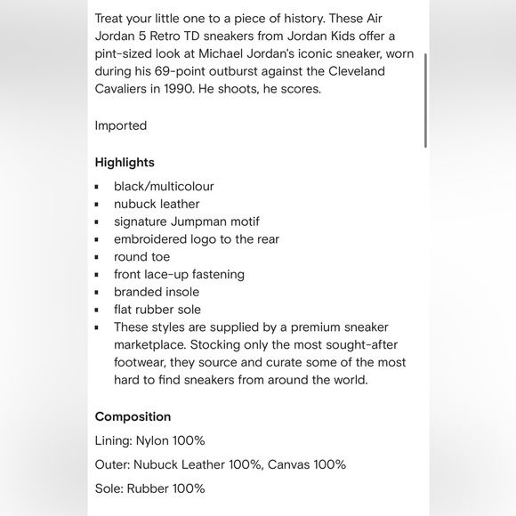 Air Jordan 5 Retro sneakers kids 9C - Picture 3 of 12